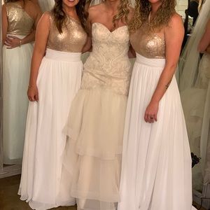 Gold and off white one shoulder dress